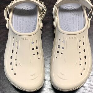 CROCS Cream Slip-On Loafers with Adjustable Strap